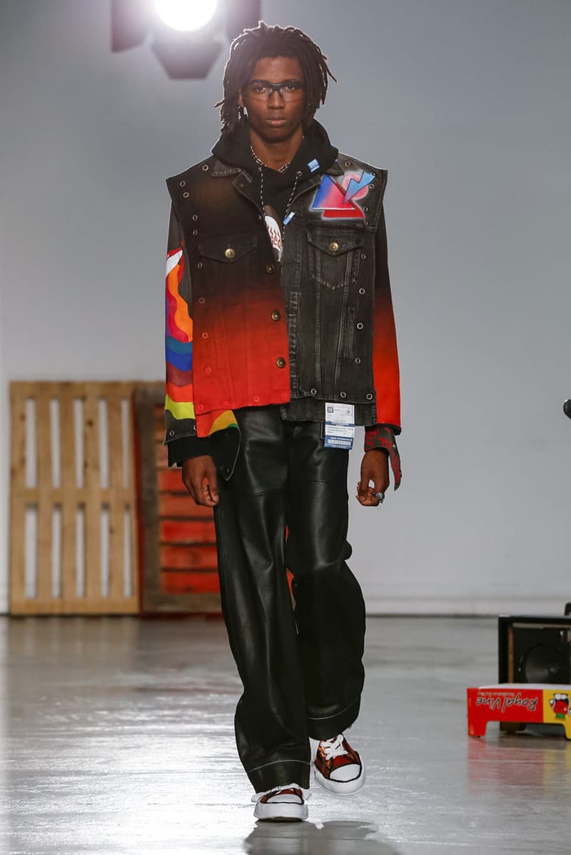 Maison Mihara Yasuhiro Spring Summer 2020 Collection Paris Fashion Week Melting sneakers deconstruction jackets runway fashion biker jacket flames plaid