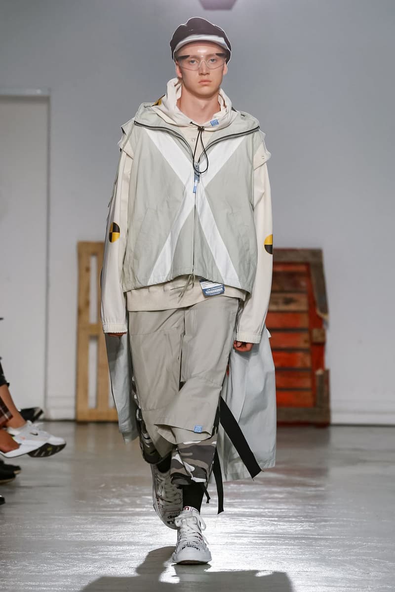 Maison Mihara Yasuhiro Spring Summer 2020 Collection Paris Fashion Week Melting sneakers deconstruction jackets runway fashion biker jacket flames plaid 