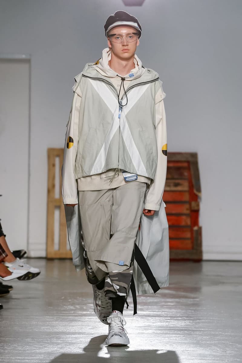 Maison Mihara Yasuhiro Spring Summer 2020 Collection Paris Fashion Week Melting sneakers deconstruction jackets runway fashion biker jacket flames plaid