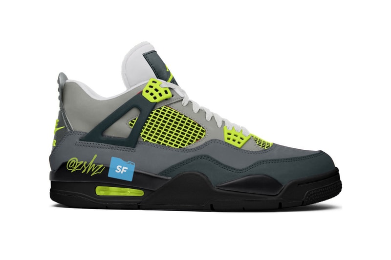 Nike Air Jordan 4 “Air Max 95 Neon” aj4 jordan brand sidewall cage og silhouette sneakers footwear volt