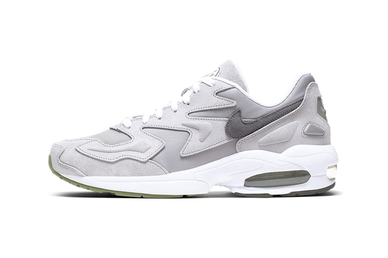 Nike Air Max2 Light Grey Chlorophyll sneaker release muted ashy footwear reflective 3M fabric logo swoosh check