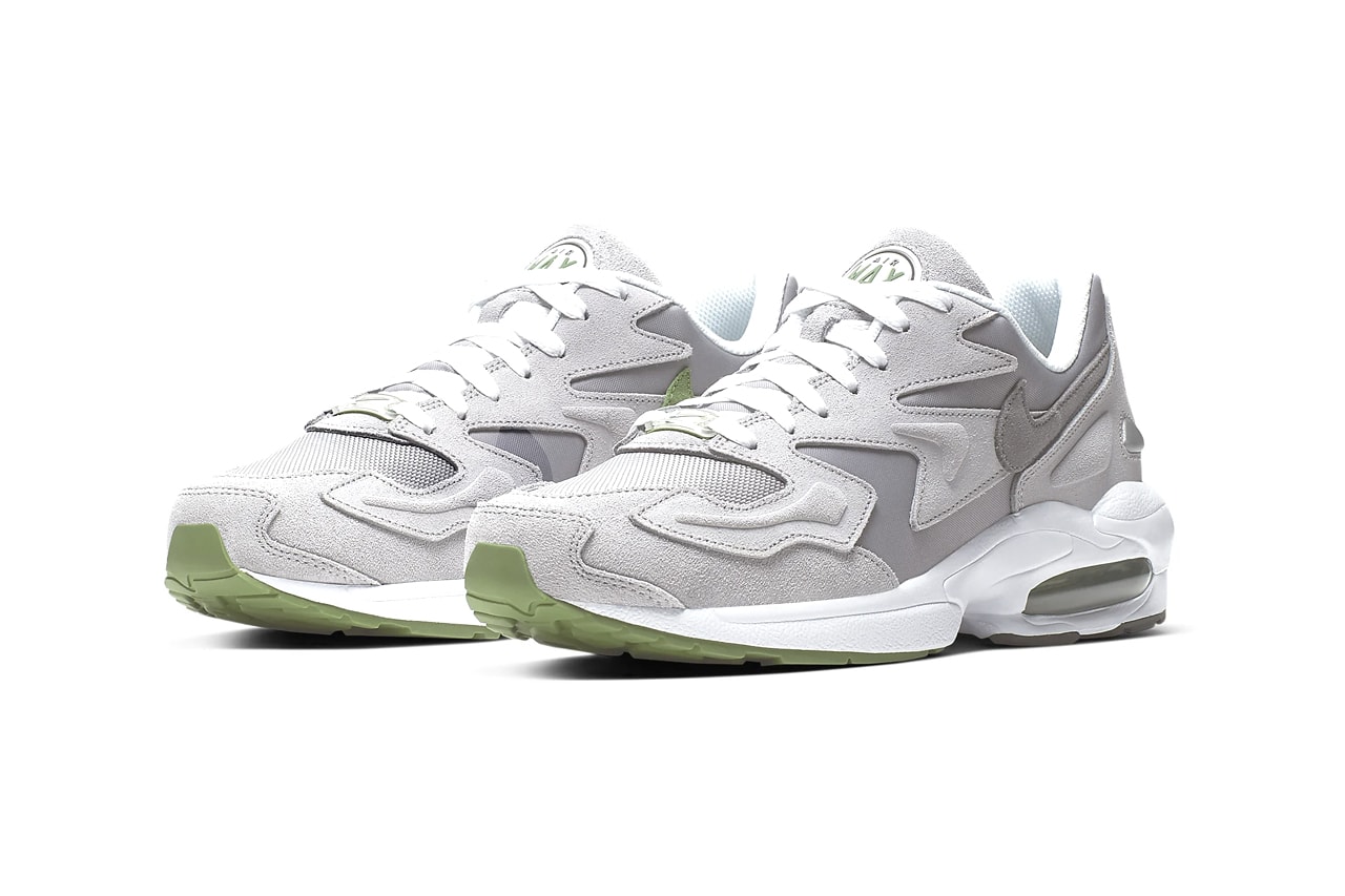 Nike Air Max2 Light Grey Chlorophyll sneaker release muted ashy footwear reflective 3M fabric logo swoosh check