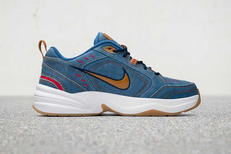 Nike Air Monarch IV PRM Father's Day 2019 denim indigo swoosh air monarch 4 the swoosh flora california coastline embroidery
