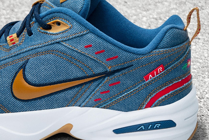 Nike Air Monarch IV PRM Father's Day 2019 denim indigo swoosh air monarch 4 the swoosh flora california coastline embroidery