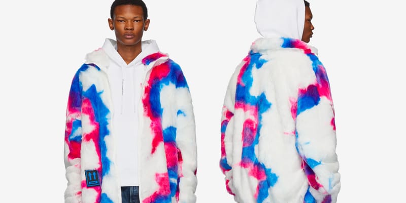 off white blue fur coat