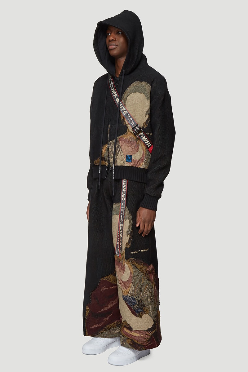 Off-White™ Tapestry Zip-Up Hooded Sweatshirt Wide-Leg Pants Black