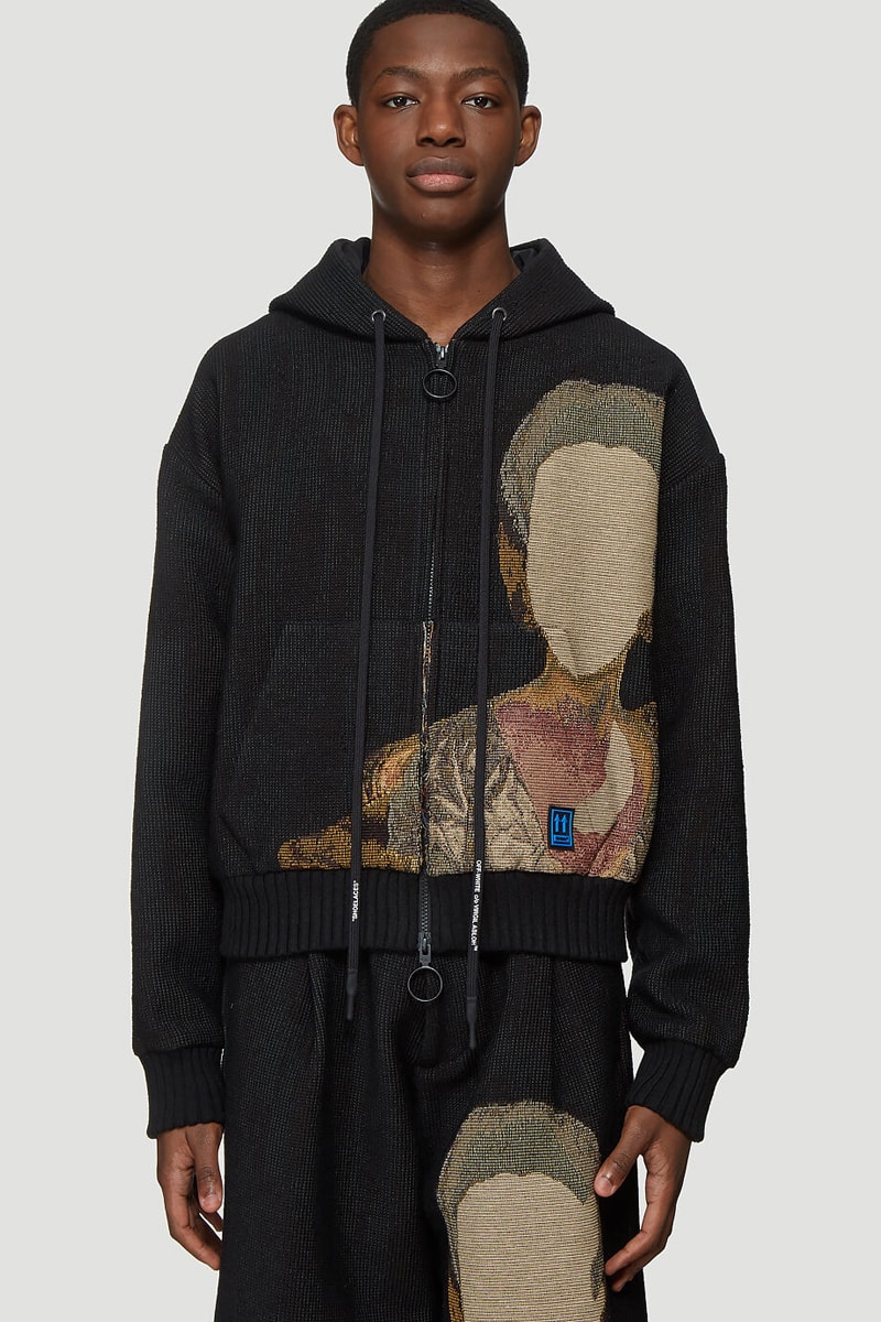 Off-White™ Tapestry Zip-Up Hooded Sweatshirt Wide-Leg Pants Black