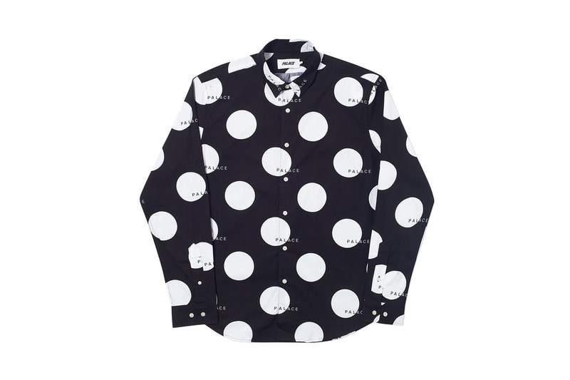 Palace Summer 2019 Week 7 Drop release info beach shorts button up shirts graphic t shirts blue polka dots crew necks 