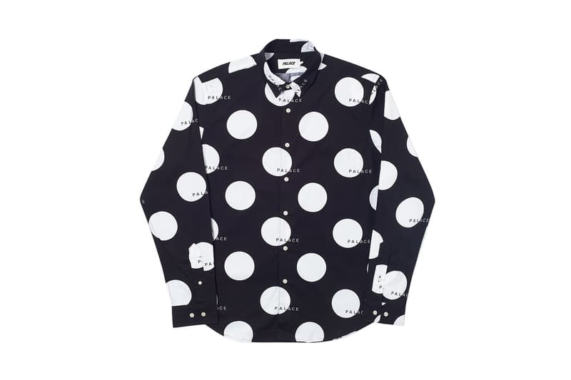 Palace Summer 2019 Week 7 Drop release info beach shorts button up shirts graphic t shirts blue polka dots crew necks