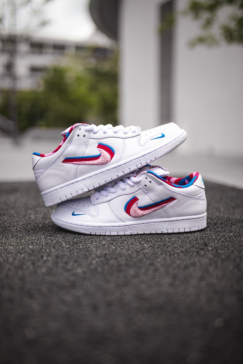 parra nike sb dunk low closer look sneaker collaboration closer look on feet release date info colorway