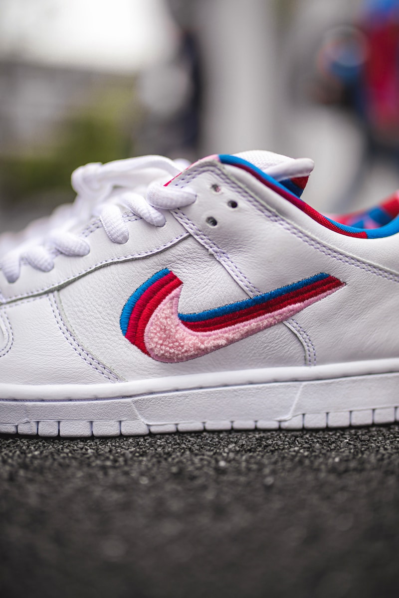 parra nike sb dunk low closer look sneaker collaboration closer look on feet release date info colorway
