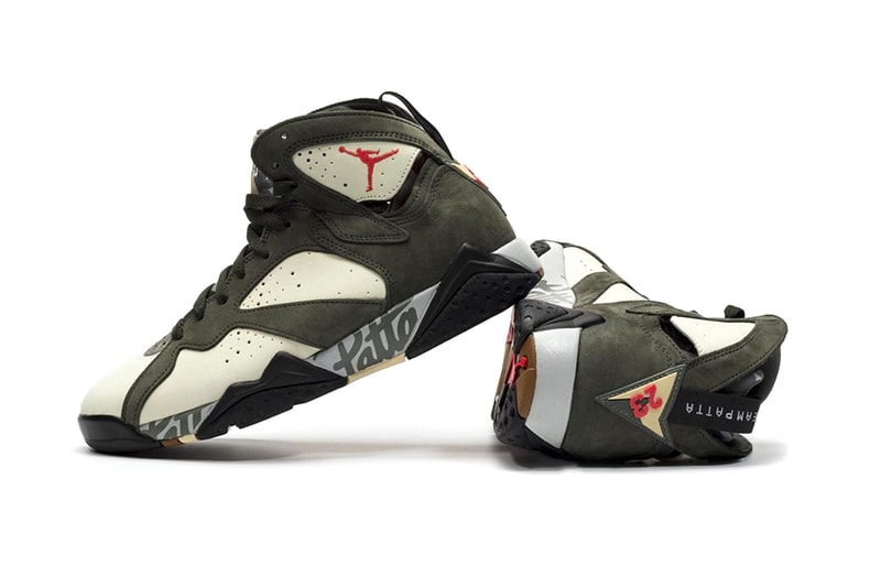 Patta Air Jordan 7 Icicle Jordan Brand Nike sneakers Amsterdam Netherlands team patta jumpman script logo midsole suede