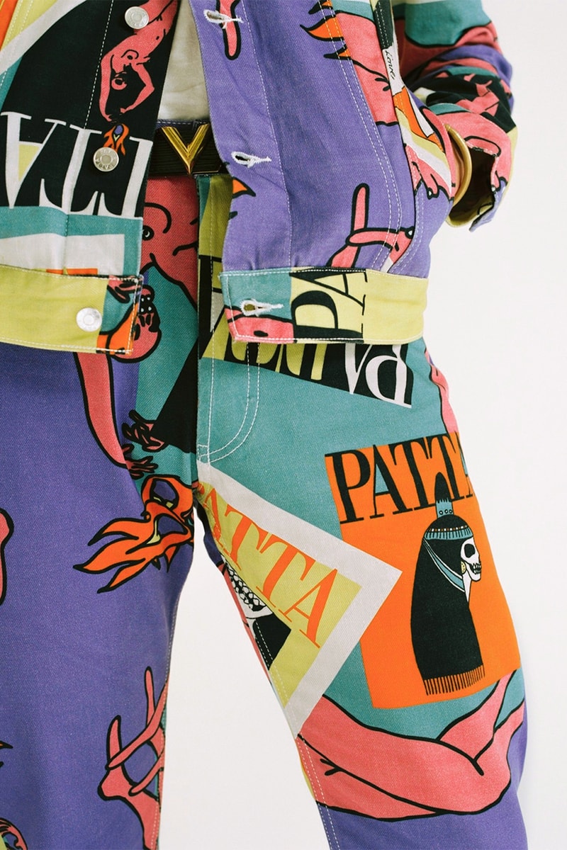 Patta Spring/Summer 2019 SS19 Collection Magazine Denim Printed Co-Ord Two Piece Lookbook Jacket Pants Cap Jeans Unique Cutting Process London Amsterdam Online June 7