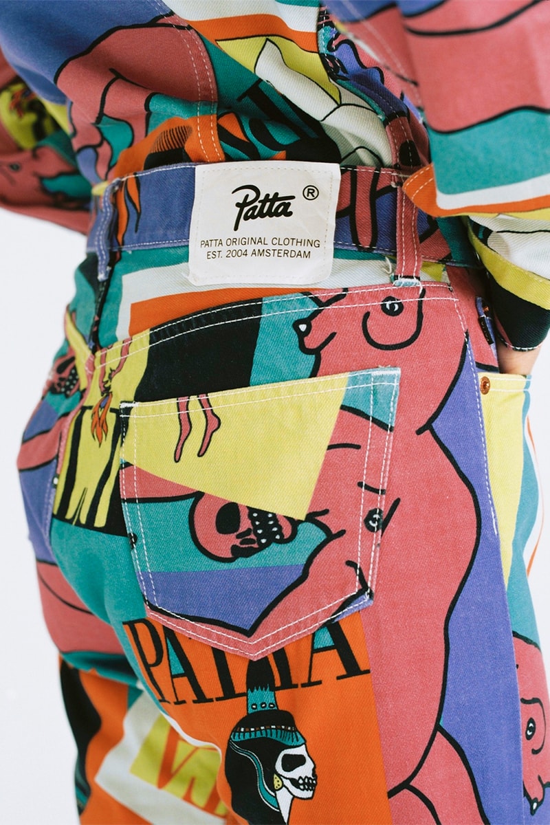 Patta Spring/Summer 2019 SS19 Collection Magazine Denim Printed Co-Ord Two Piece Lookbook Jacket Pants Cap Jeans Unique Cutting Process London Amsterdam Online June 7