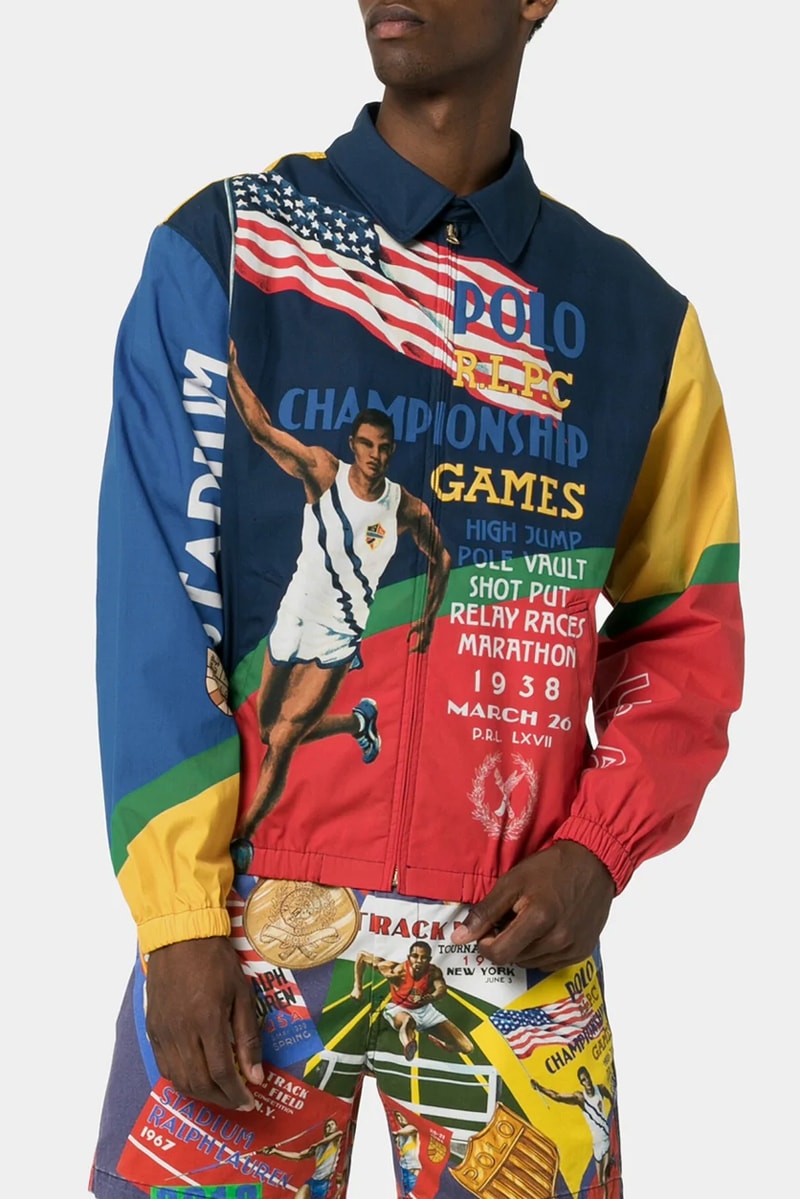 polo ralph lauren sports print shorts championship games poster jacket 