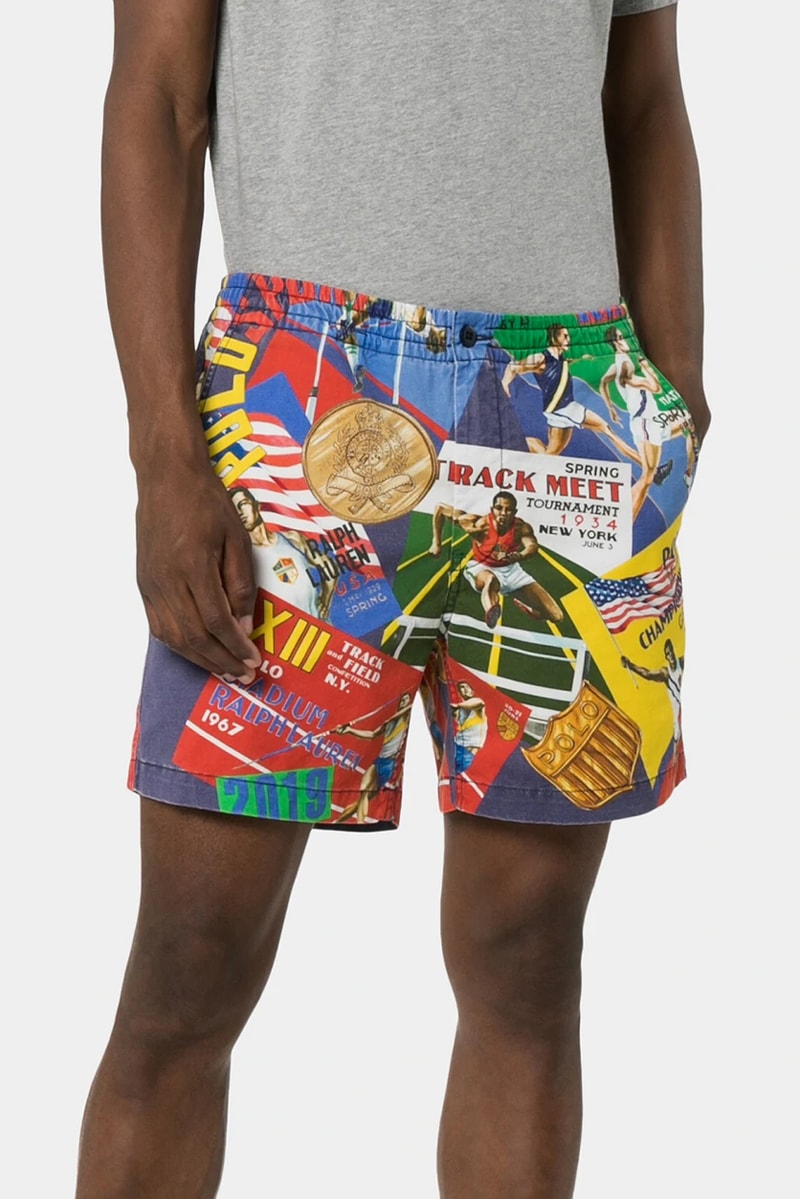 polo ralph lauren sports print shorts championship games poster jacket 