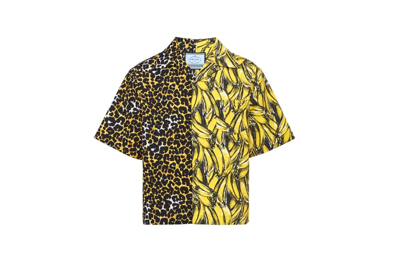 prada double match bowling collar cotton shirt spring summer 2019 release archival archive banana leopard print buttonup 