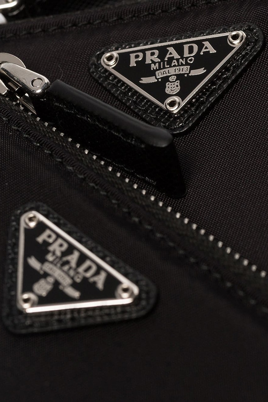 Prada Pocone Lanyard Set Neck Bag Milano Triangle Badge Nylon Black Grey Cord Tie Strap Metal Stopper Emblem Plaques Saffiano Leather Trims 