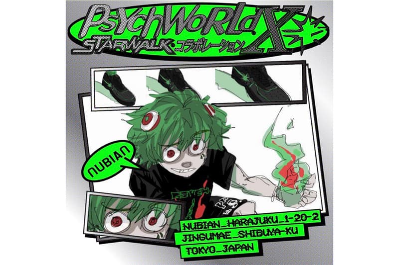 Psychworld x Starwalk Nubian Pop-Up Capsule Lookbook shoes af1 air force 1 t-shirt design graphic neo green black