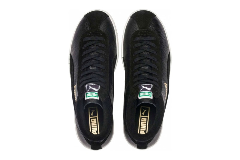 PUMA Basket 68 Mid White Black Vintage Silhouette Sneakers suede soft cotton collar high ankle gold trim side stripes 1968 original archives