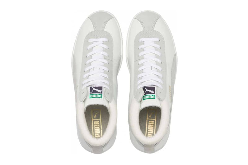 PUMA Basket 68 Mid White Black Vintage Silhouette Sneakers suede soft cotton collar high ankle gold trim side stripes 1968 original archives
