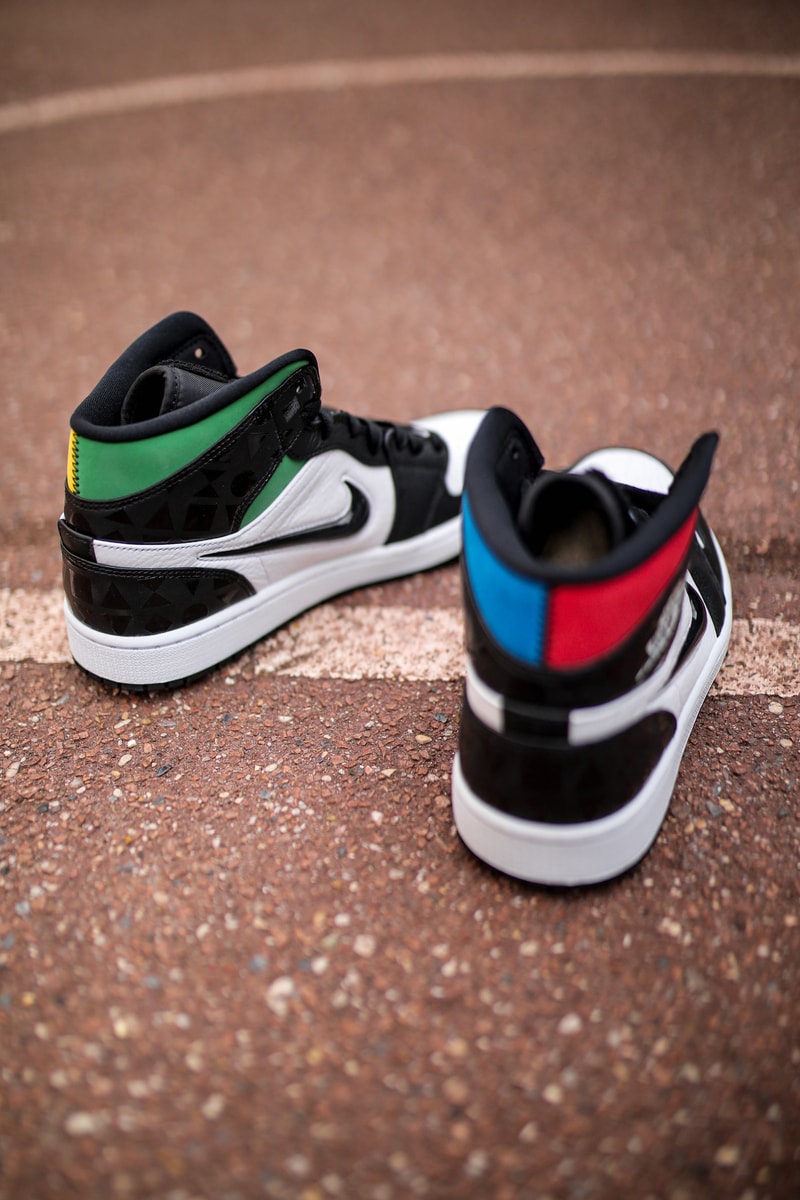 Air Jordan 1 Mid "Quai 54" Closer Look jordan brand air jordan basketball court paris street tournament red green blue yellow