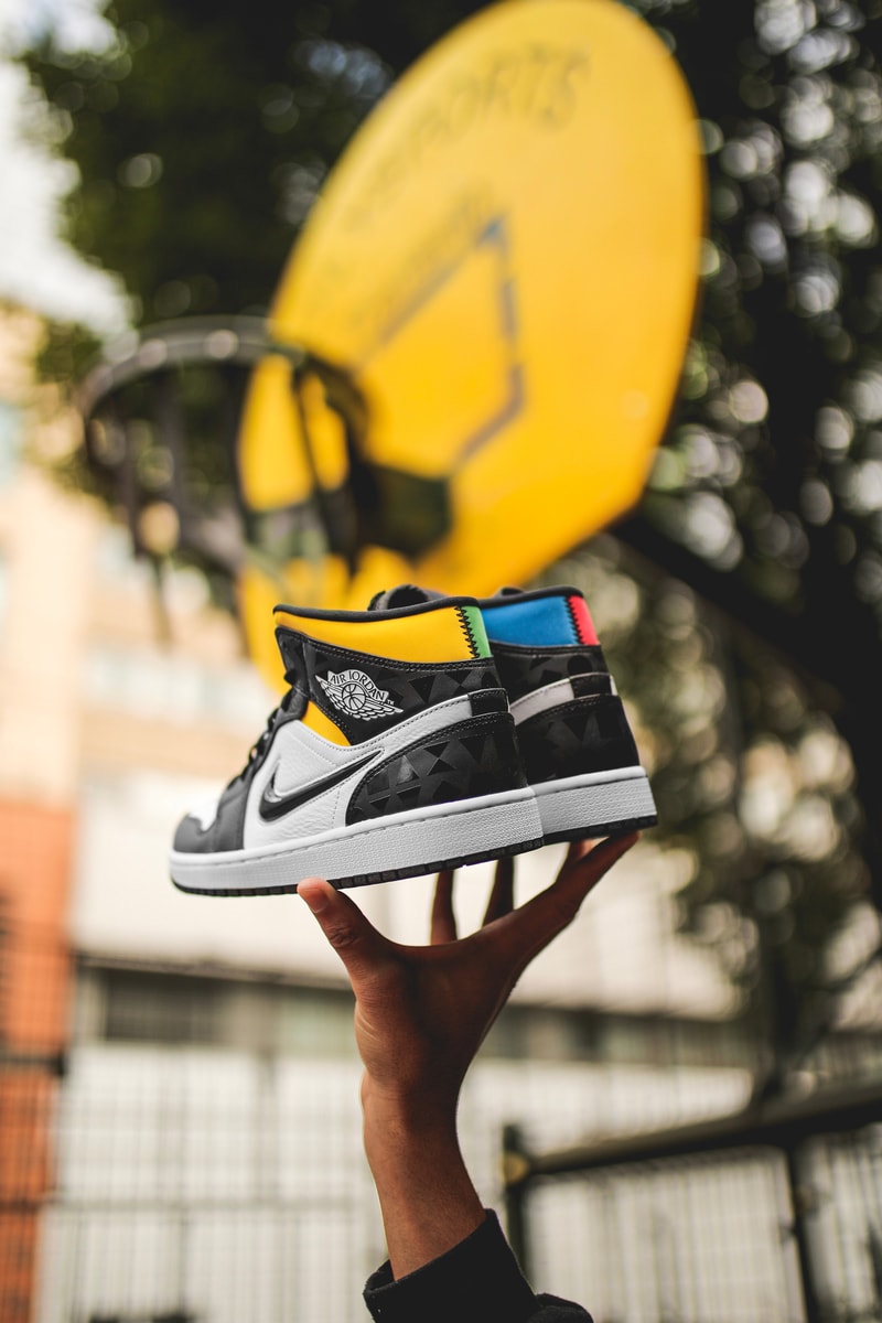 Air Jordan 1 Mid "Quai 54" Closer Look jordan brand air jordan basketball court paris street tournament red green blue yellow
