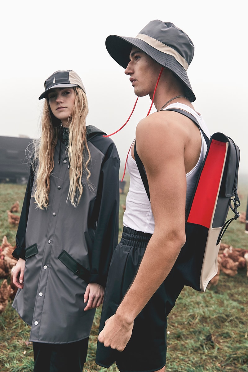 rains color block backpack Rains in Black for $140 ensuring protection against rain and moisture while maintaining a smooth texture and robust load RAINS Drops Colorblocked Pre-Fall 2019