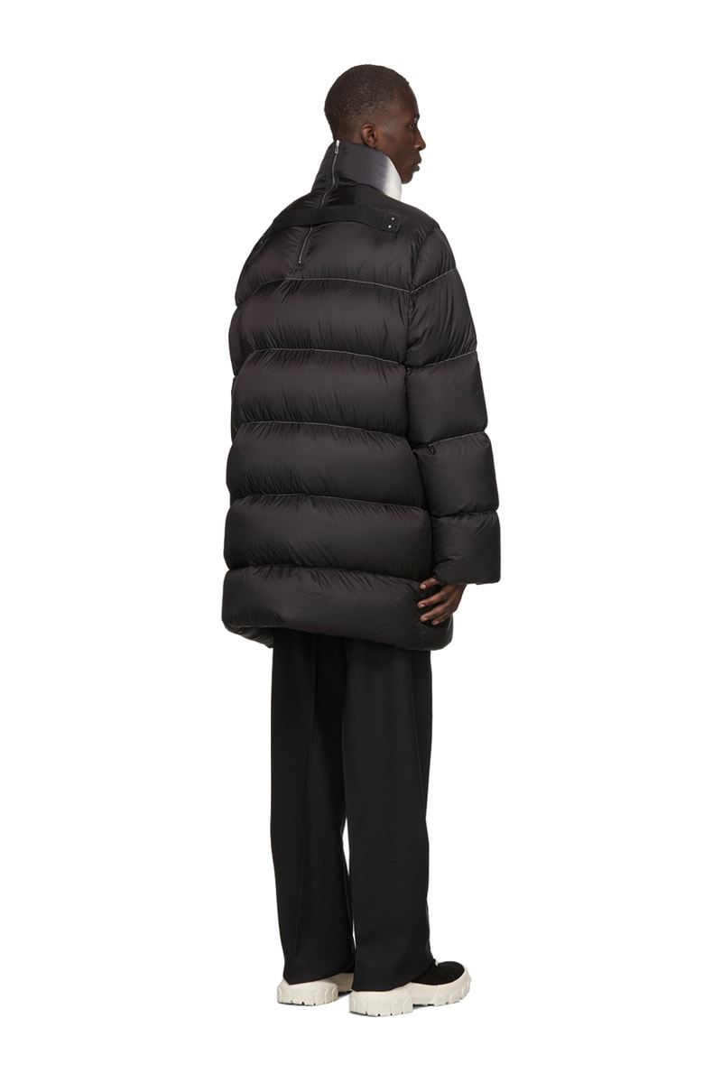 Rick Owens Black Down Jumbo Duvet Jacket Black Silver White Gradient Fade Sling Shoulder goose quilted contrast stitching made in italy 