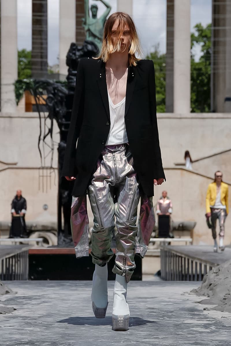 Rick Owens Spring/Summer 2020 Paris Fashion Week Men's SS20 Runway Collection Looks Tailoring Iridescent Coats Suits Streetwear Avant Garde