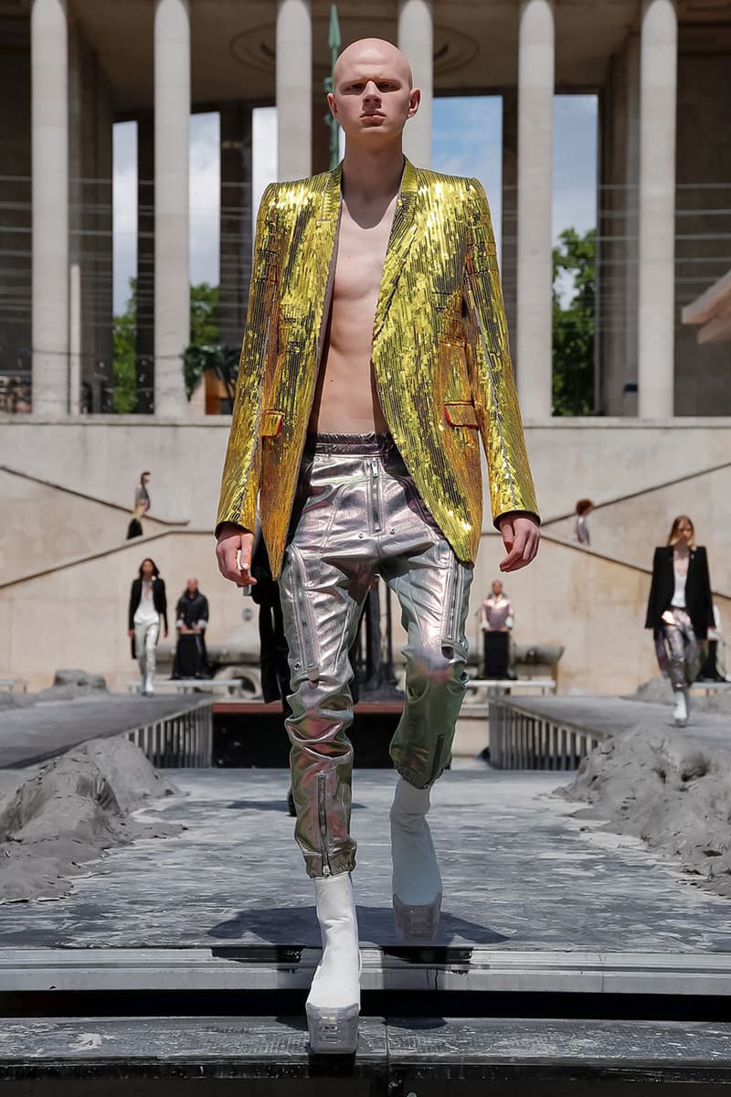 Rick Owens Spring/Summer 2020 Paris Fashion Week Men's SS20 Runway Collection Looks Tailoring Iridescent Coats Suits Streetwear Avant Garde