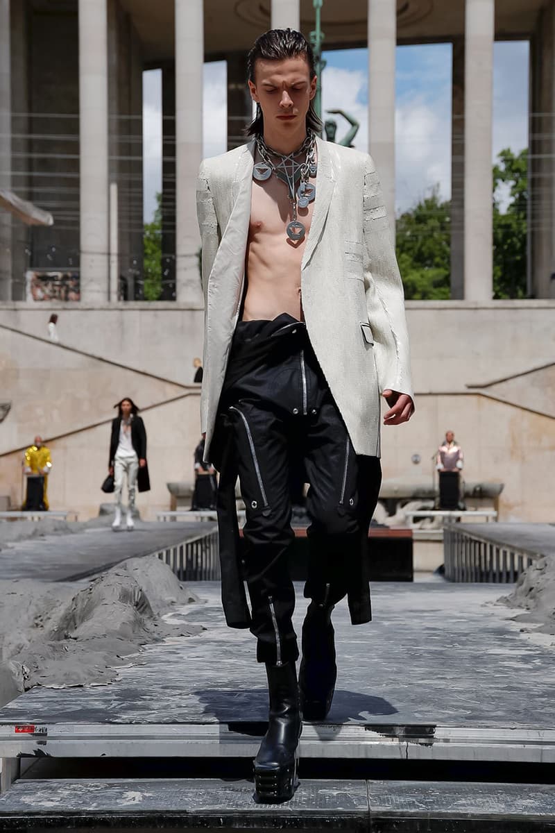 Rick Owens Spring/Summer 2020 Paris Fashion Week Men's SS20 Runway Collection Looks Tailoring Iridescent Coats Suits Streetwear Avant Garde
