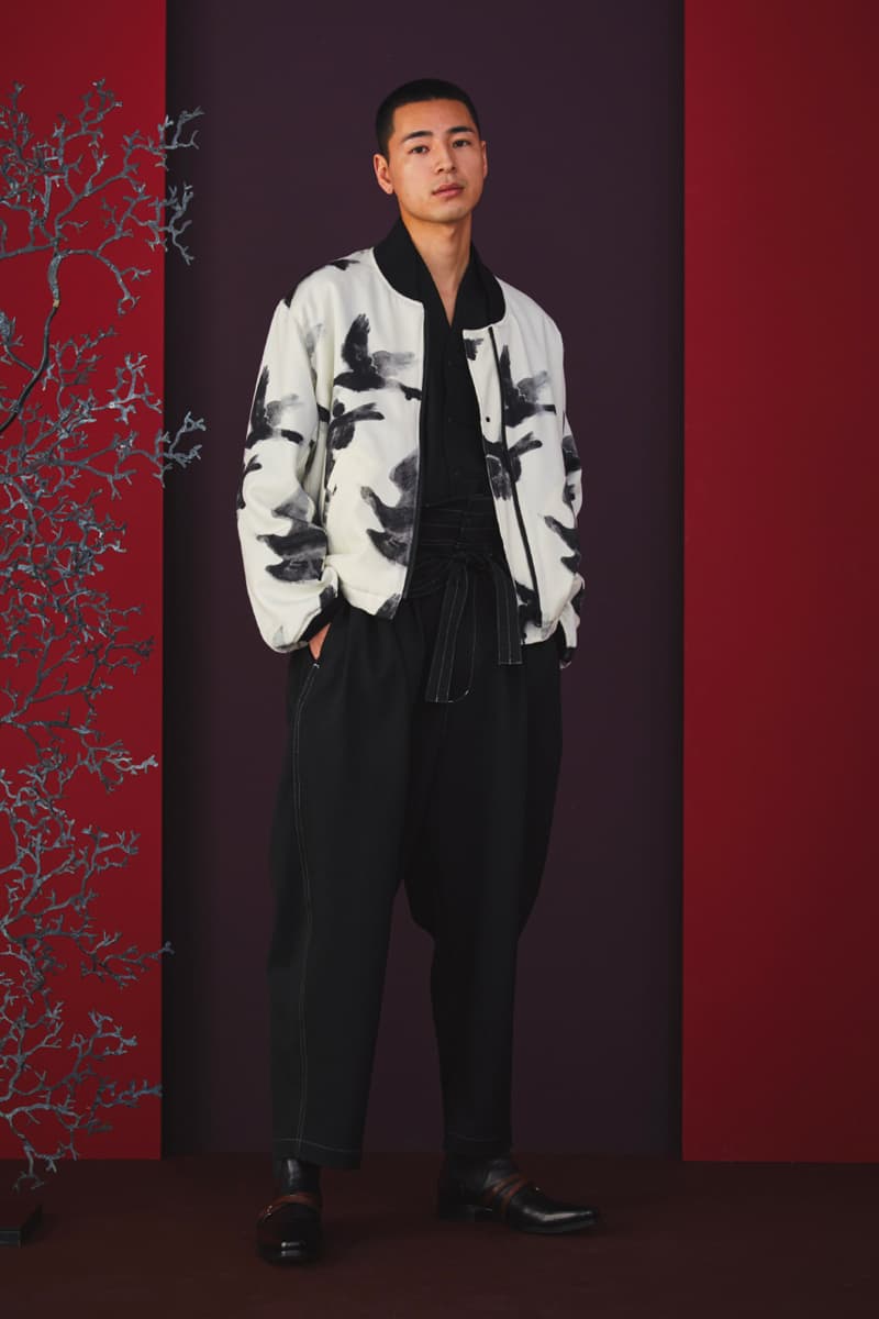 Sasquatchfabrix Fall Winter 2020 Collection Matsurowanumono kimono noragi traditional japanese japan streetwear denim paintsplatter velvet plaid gown happi sumi-e ink tokyo lookbook