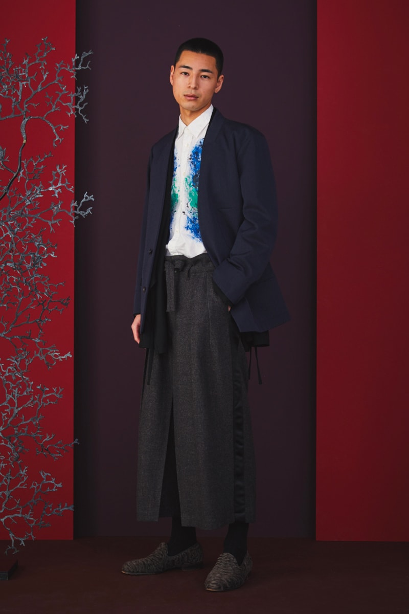 Sasquatchfabrix Fall Winter 2020 Collection Matsurowanumono kimono noragi traditional japanese japan streetwear denim paintsplatter velvet plaid gown happi sumi-e ink tokyo lookbook