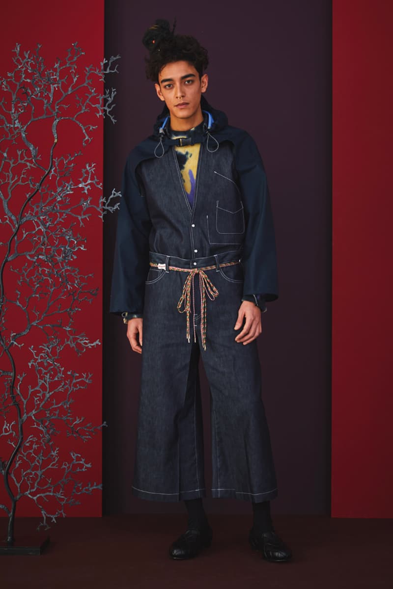 Sasquatchfabrix Fall Winter 2020 Collection Matsurowanumono kimono noragi traditional japanese japan streetwear denim paintsplatter velvet plaid gown happi sumi-e ink tokyo lookbook