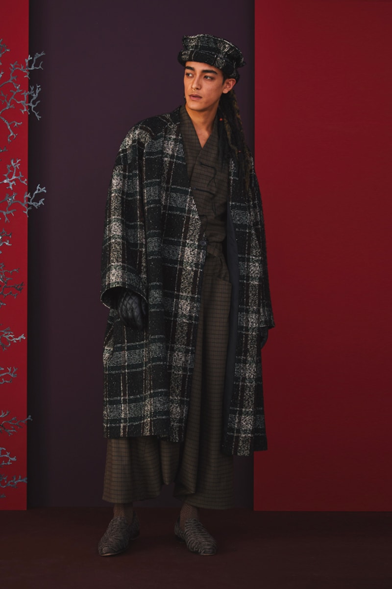 Sasquatchfabrix Fall Winter 2020 Collection Matsurowanumono kimono noragi traditional japanese japan streetwear denim paintsplatter velvet plaid gown happi sumi-e ink tokyo lookbook
