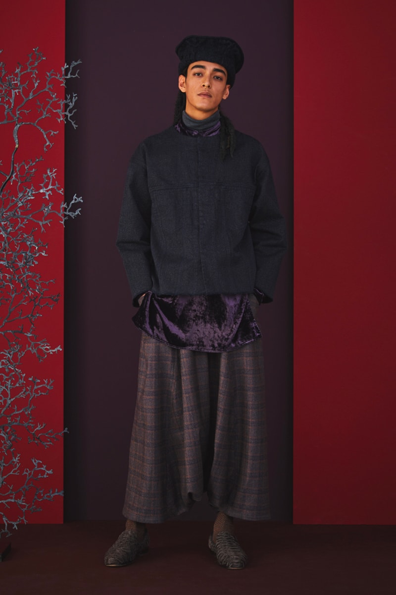 Sasquatchfabrix Fall Winter 2020 Collection Matsurowanumono kimono noragi traditional japanese japan streetwear denim paintsplatter velvet plaid gown happi sumi-e ink tokyo lookbook