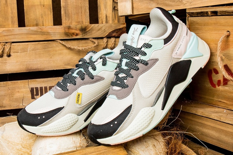 shoe palace shoes sneakers footwear clothes clothing apparel line spring summer 2019 june falling coconuts white teal black grey gray blue rs x collab collaboration puma t shirts tees shorts