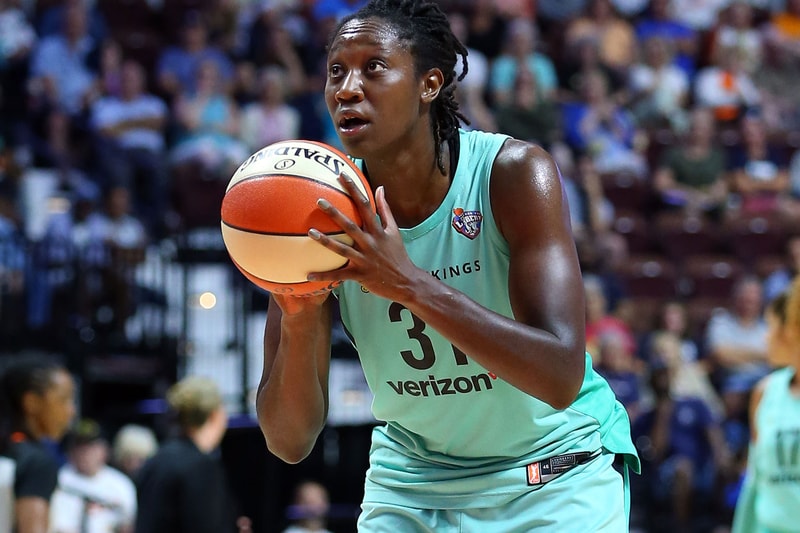 Tina Charles Previews Kyrie 5 "Patrick Star" nike sneaker collaboration colorway pink spongebob squarepants