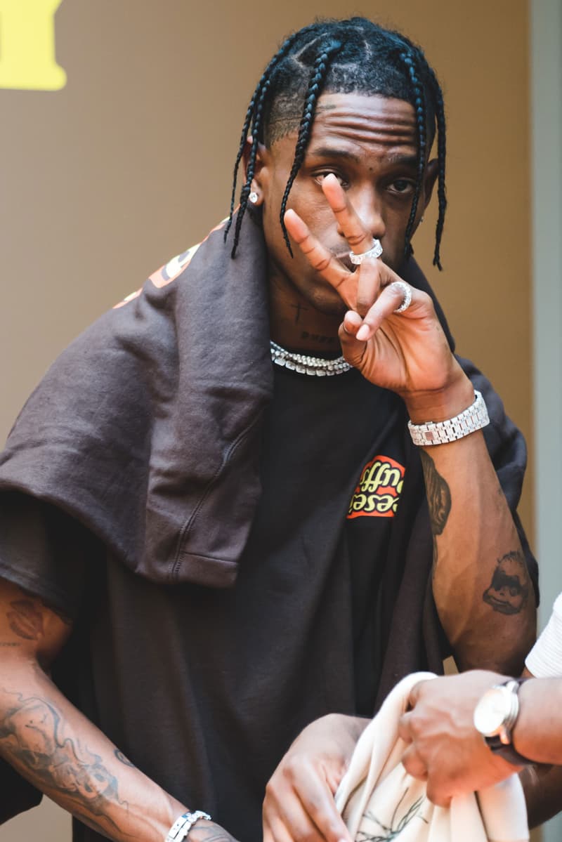 Travis Scott at His Reese's Puffs Paris Pop-Up cereal merch cactus jack