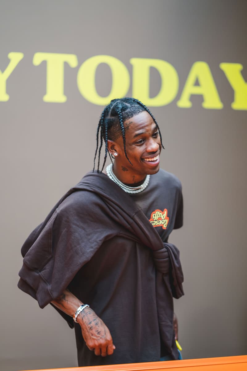 Travis Scott at His Reese's Puffs Paris Pop-Up cereal merch cactus jack