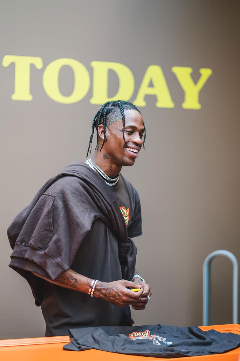 Travis Scott at His Reese's Puffs Paris Pop-Up cereal merch cactus jack