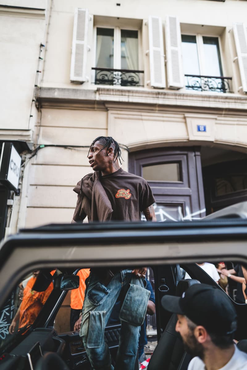 Travis Scott at His Reese's Puffs Paris Pop-Up cereal merch cactus jack