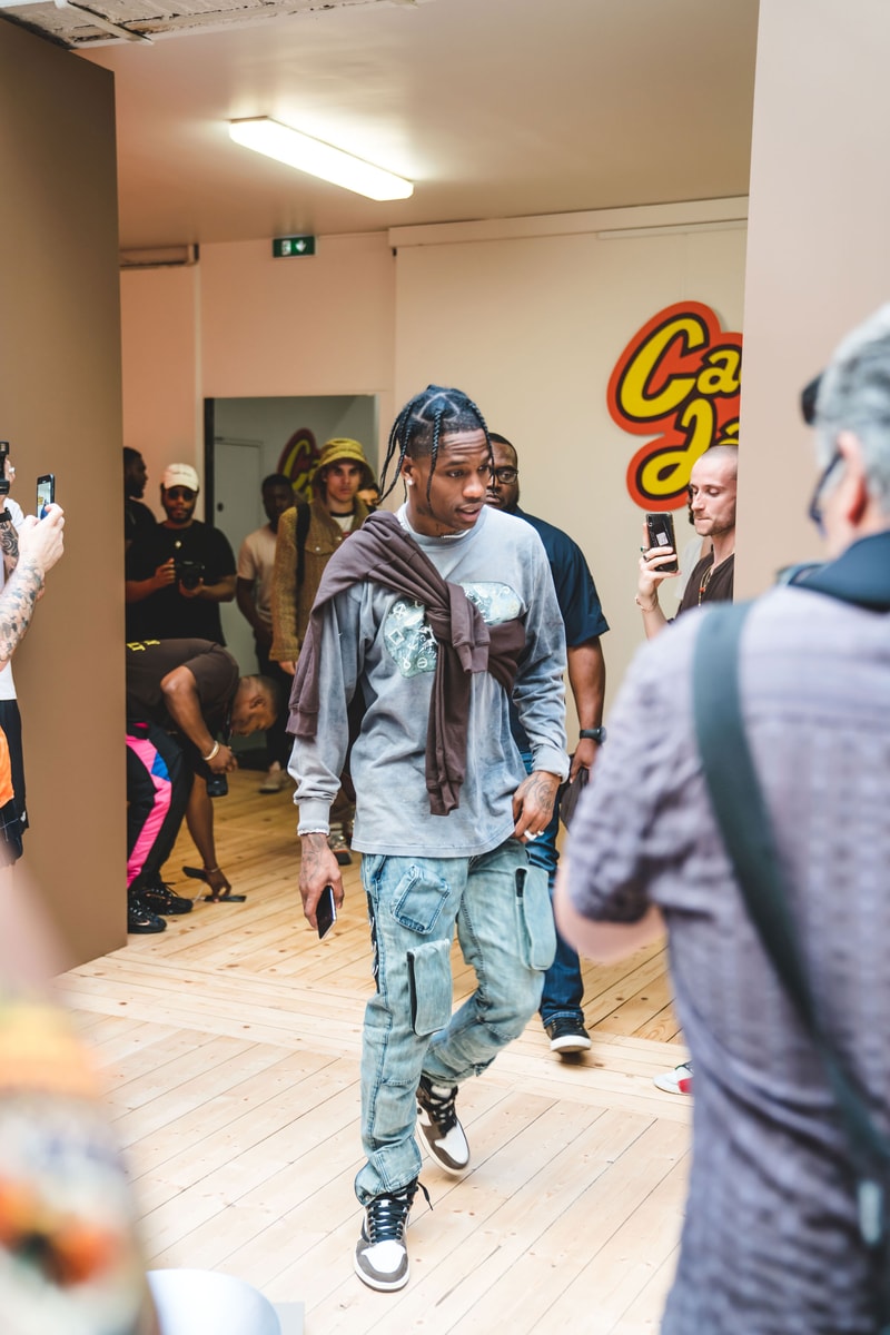 Travis Scott at His Reese's Puffs Paris Pop-Up cereal merch cactus jack