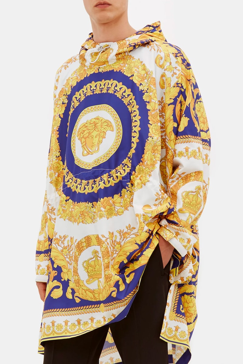 Versace Baroque-Print Technical Poncho Release Info medusa head matchesfashion.com overcoats jackets ponchos drop date price 