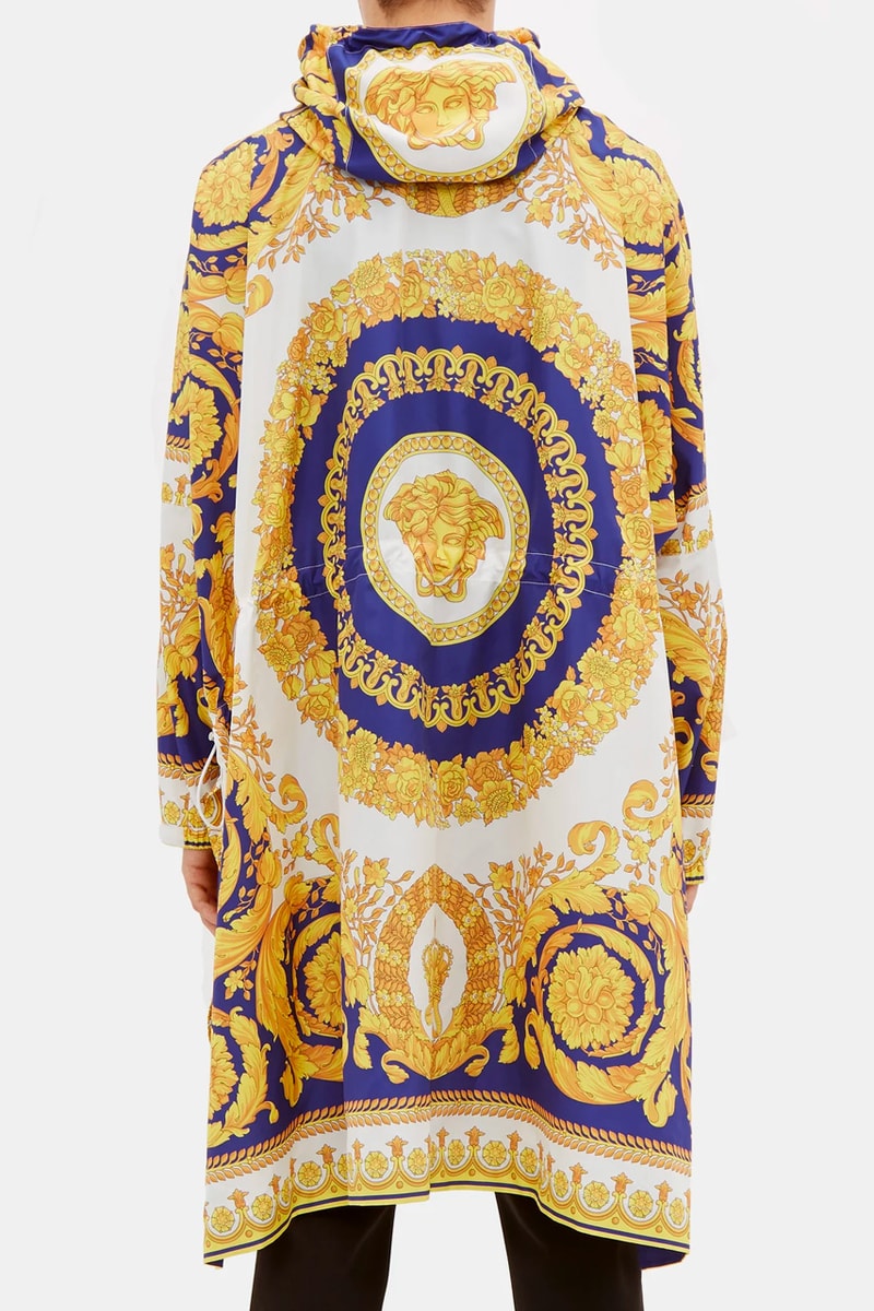 Versace Baroque-Print Technical Poncho Release Info medusa head matchesfashion.com overcoats jackets ponchos drop date price 