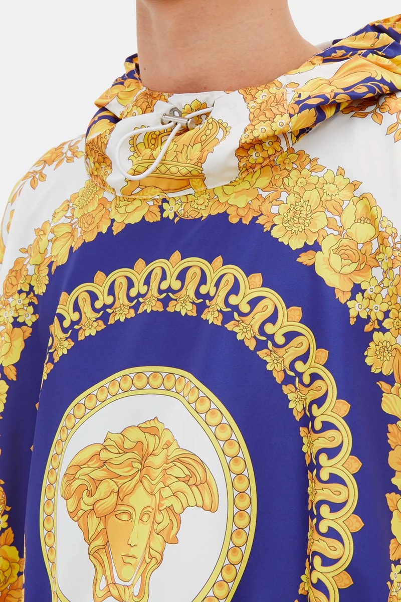 Versace Baroque-Print Technical Poncho Release Info medusa head matchesfashion.com overcoats jackets ponchos drop date price 