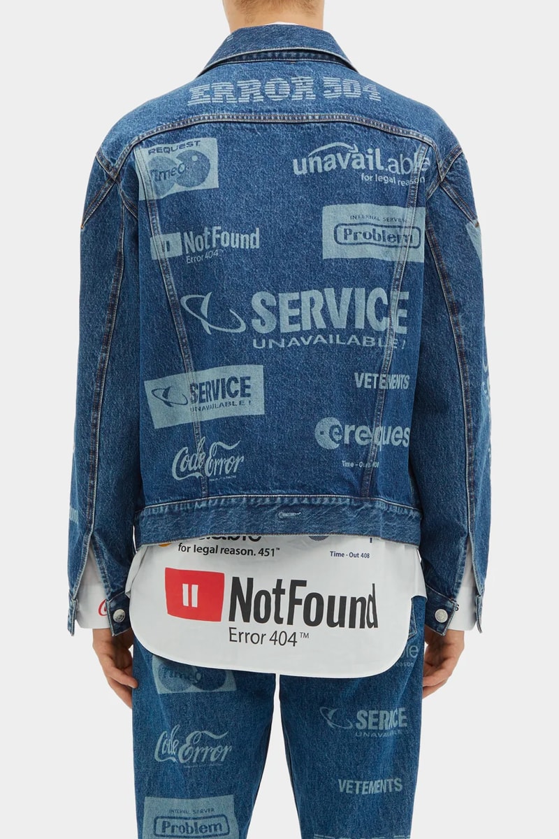 Vetements Error-Print Denim Jacket Jeans Release Blue 2019 Spring Summer 