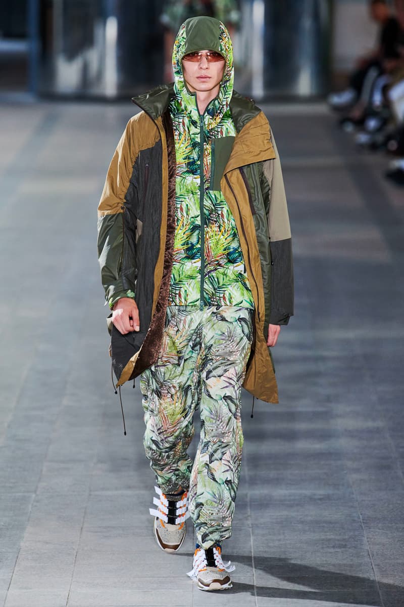 White Mountaineering Spring/Summer 2020 Runway PFW Show paris fashion week mens technical apparel militarism functional japan outdoor gear tropical paisley prints 