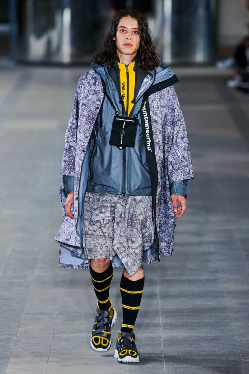 White Mountaineering Spring/Summer 2020 Runway PFW Show paris fashion week mens technical apparel militarism functional japan outdoor gear tropical paisley prints 